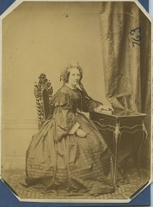 France Paris Woman Portrait Second Empire Fashion Old Photo Persus 1855