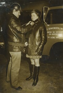Barentin Françoise Mabille First Woman Firefighter in France Old Photo 1974