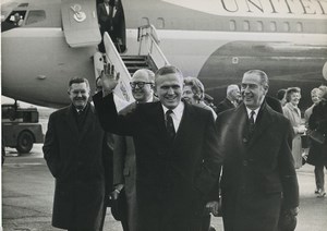 Belgium Brussels airport NASA Astronaut Frank Borman arrival Old Photo 1969