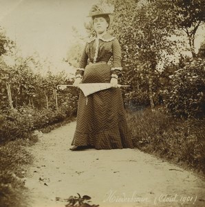 German occupied France Alsace Niederbronn Lady & Umbrella 6 Old Photos 1901