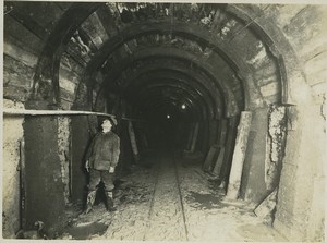 Underground Paris Water collector construction site Tunnel Worker Old Photo 1935