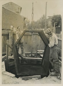 Underground Paris Water collector formwork la Courneuve Workers Old Photo 1935