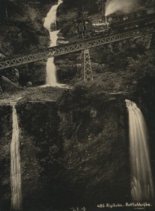 Suisse le Righibahn Chemins de Fer Pont ancienne Photo 1880