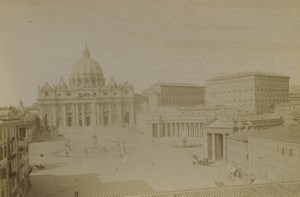 Vatican Rome St. Peter's Square and Basilica Old Photo 1880