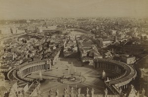 Italie Rome Place Saint Pierre Panorama depuis la Basilique Ancienne Photo 1880