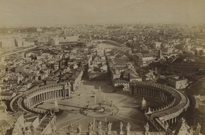 Italy Roma St. Peter's Square Panorama from Basilica Old Photo 1880