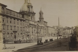 Italy Rome Piazza Navona Square Old Photo 1880