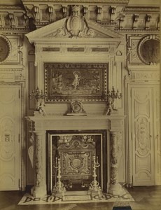 France Chantilly castle Europe salon Fireplace Old Photo Chalot 1885