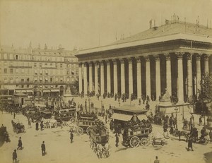 France Paris La Bourse Stock Exchange Horse Omnibus Old Photo Neurdein 1900