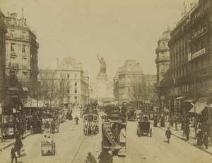 France Paris Place de la Republique Horsecar Tramway Old Photo Neurdein 1900