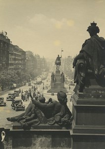 Czech Republic Prague Wenceslas Square from National Museum Old Photo 1935