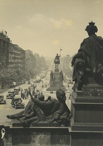 Czech Republic Prague Wenceslas Square from National Museum Old Photo 1935