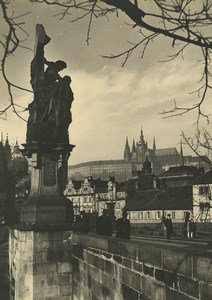 Czech Republic Prague Statue of Lutgardis Charles Bridge Old Photo 1935