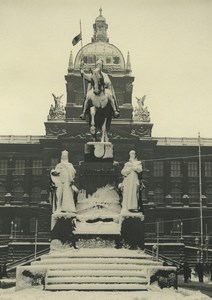 Czech Republic Prague National Museum Statue of Saint Wenceslas Old Photo 1935