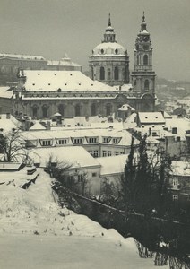 Czech Republic Prague in Winter St. Nicholas Church Old Photo 1935
