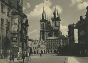 Czech Republic Prague Tyn Church Astronimical Clock Old Photo 1935