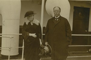 USA Chief Justice Taft & Wife White Star Liner Regina Old Press Photo 1920's