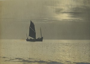 Vietnam? Fishermen Sailboat Sunrise Old Photo 1930's