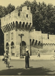 France Avignon Medieval Ramparts Traffic Cop Old Amateur Photo 1947