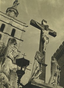 France Avignon Palais des Papes Christ on the Cross Old Amateur Photo 1947 #1