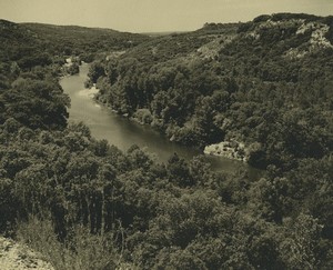 France Gard River view from Bridge? Old Amateur Photo 1947