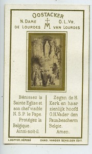 Belgium Dopter Notre Dame de Lourdes old Holy card circa 1900 with small photo