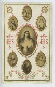 France Paray le Monial Dopter old Holy card circa 1900 with 7 small photos