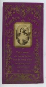 France Morel Sacre Coeur de Jesus old Holy card circa 1900 with small photo