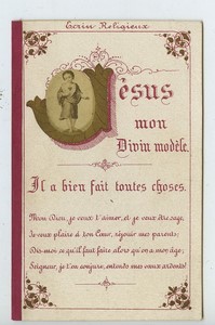 France Bouasse Religious case old Holy card circa 1900 with small photo