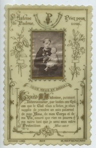 France Bouasse Lebel St Antoine de Padoue Holy card circa 1900 with small photo