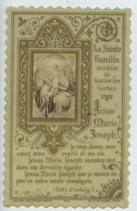 France Bouasse Lebel Holy Family old Holy card circa 1900 with small photo