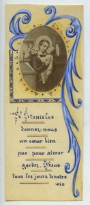 France St Stanislas old Holy card circa 1900 with small photo