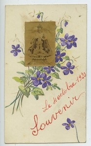 France old hand made Holy card circa 1920 with small photo