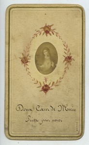 France Mary old Holy card circa 1900 with small photo