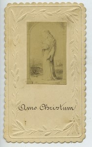 France Amo Christum old Holy card circa 1900 with small photo