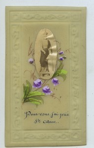 France Saint Anne old Holy card circa 1900 with small photo