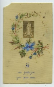 France Madonna? old Holy card circa 1900 with small photo