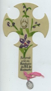 France Sacré Cœur de Montmartre old Holy card circa 1900 with small photo