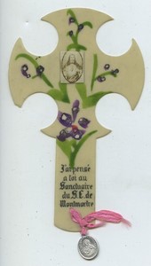 France Sacré Cœur de Montmartre old Holy card circa 1900 with small photo