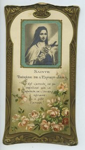 Lisieux Bouasse Jeune Saint Therese old Holy card circa 1900 with small photo