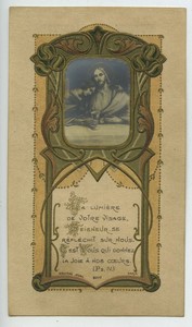 France Bouasse Lebel Christ old Holy card circa 1900 with small photo
