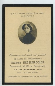 France Bourbourg Suzanne Meesemaecker Death Holy card 1915 with small photo