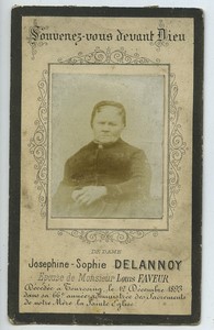 Tourcoing Josephine Sophie Delannoy Faveur Death Holy card 1893 with small photo