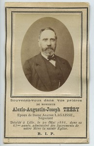 France Lille Alexis-Augustin-Joseph Thery Death Holy card 1886 with small photo