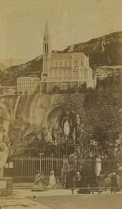 France Lourdes Basilica & Grotto Old CDV Photo Viron circa 1872