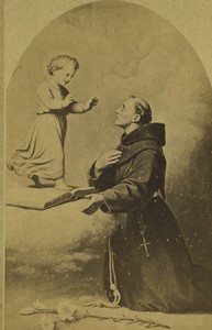 France Paris Monk Praying Angel Old CDV Photo Josse circa 1880