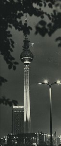 Germany Berlin at night Fernsehturm Hotel Stadt Berlin Old Photo 1969