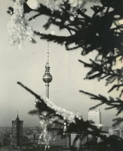 Germany Berlin Panorama in Winter Fernsehturm Old Photo 1969