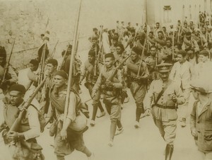 Spain Melilla Regiment of Spanish Regulars embark for Tetouan Old Photo 1920's