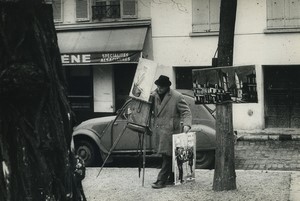 Paris Montmartre Sunday morning Place du Tertre Painter Old photo Huet 1970